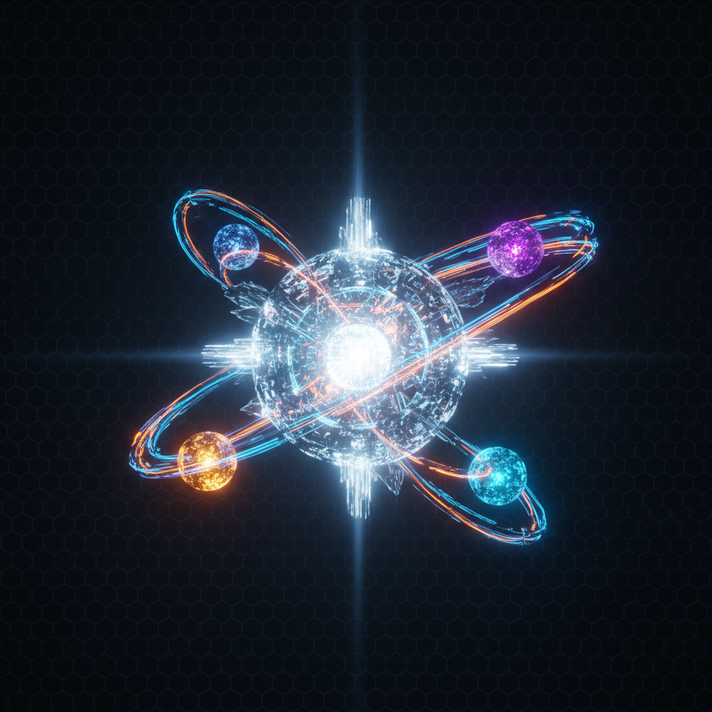 Apple 作為中央分發平台,Google、Anthropic、OpenAI 的 AI 模型像衛星節點環繞連接,數據流匯向核心閘道