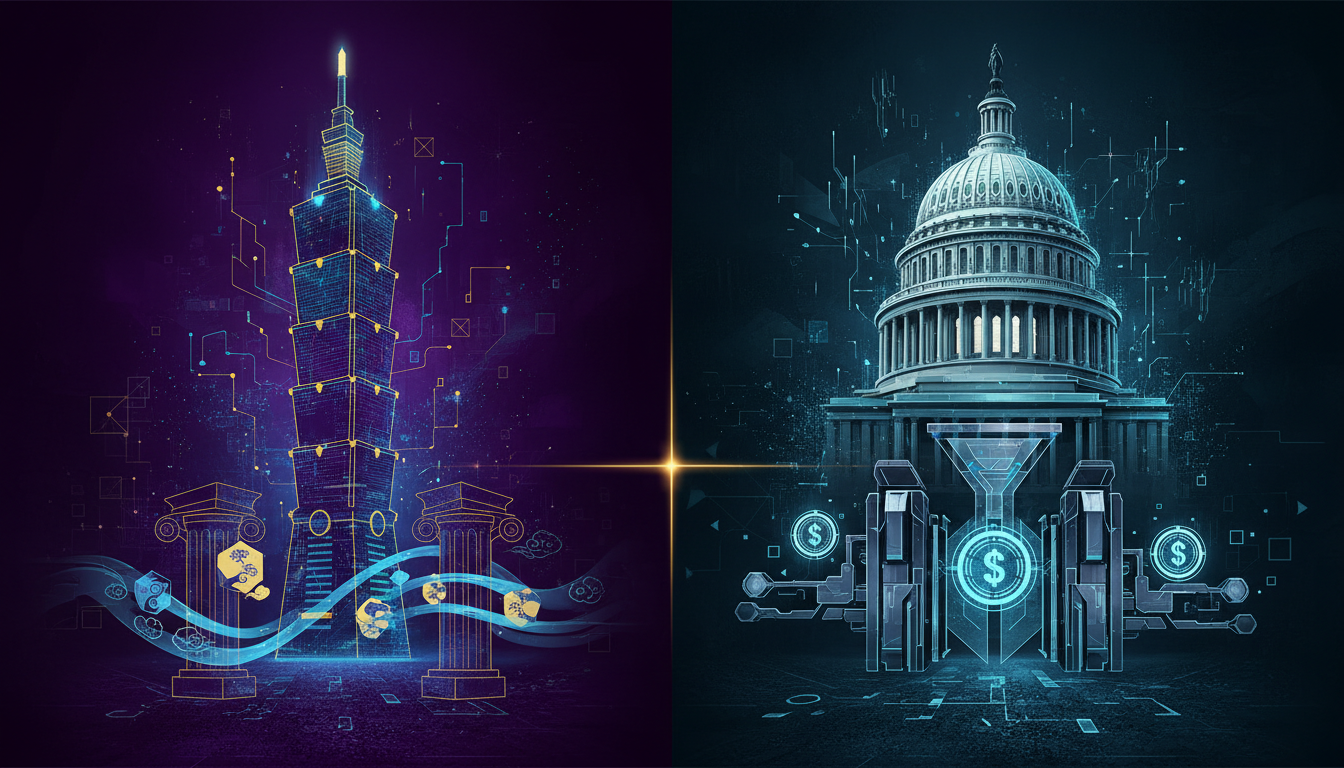 台灣與美國穩定幣監管路徑對照示意