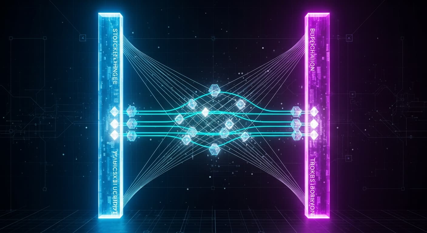 Nasdaq 代幣化股票架構與傳統清算機制的對比示意